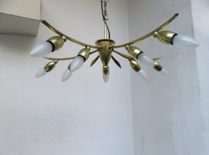 50er Jahre, Italien, Sputnik, Messing, 10flammig