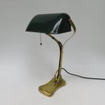 B17 - Bankerlampe, Jugendstil, Messing, Schirm emailliert