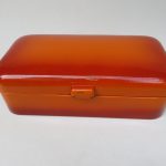 BR37 - Brotdose, 50er Jahre, orange mit rostrot emailliert