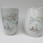 BV22 - 1 Paar Vase, Hutschenreuther Kunstabteilung Selb, 50er Jahre, Porzellan, Dekor Venedig