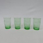 4 Wassergläser, Art Deco, grünes Glas