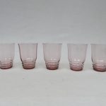 5 Wassergläser, Art Deco, rosefarben