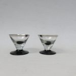 2 Aperitifgläser, Art Deco, schwarzes Glas, Silberrand