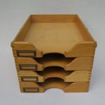 BS28 - SOLD - Ablagekasten Holz für DIN A4, 4fach, 30er - 50er Jahre