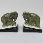 W84 - Buchstützen "Elefant", Art Deco, Keramik
