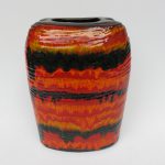 BV27 - große Vase, 60er Jahre, Laufglasur schwarz - rot - orange - gelb, Carstens, W.-Germany