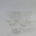 6 kleine Wassergläser, Art Deco, 3 unterschiedliche Dekore (3x, 2x, 1x)