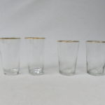 4 Wassergläser, Art Deco, 2 x groß, 2 x klein, die Großen mit Ätzmarke 0,2 L, Goldrand