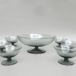 K163 - Desserschalen-Set, 7tlg., 50er Jahre, Kristallglas, Löffelhardt zugeschr.