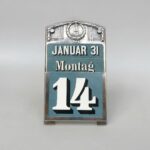 BS38 - ewiger Kalender, Jugendstil, versilbert, Pappkarten für Monate, Tage und Datum