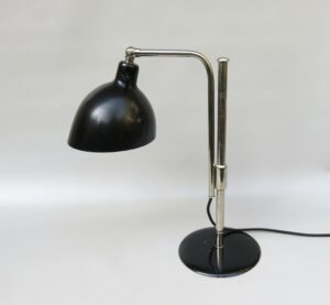 T214 - Tischleuchte, Typ Rondella, Entwurf: Christian Dell, Bauhaus, schwarz, vernickelt