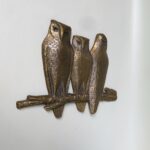 W128 - Wandbild "Eulen", 60er Jahre, Bronze patiniert