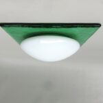 D215 - Deckenleuchte, Wandleuchte, Vetri Murano, 70er Jahre, Pop Art, grün, weiß
