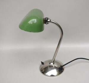 B12 - Bankerlampe, Franta Anyz, 30er Jahre, Bauhaus/Funktionalismus, Tschechien, verchromt, emailliert