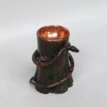 W155 - kleine Schale "Schlange auf Baumstumpf", Kupfer, Jugendstil