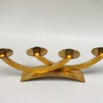 W11 - Kerzenständer, Art Deco, Messing, bez.: HAND-MADE - uwe, Entwurf und Herstellung Emil Uwe Bläse