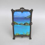 BR136 - Bilderrahmen "Wappen und Loorbeerblätter", Jugendstil, Deutschland, Bronze dunkel patiniert