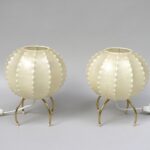 T242 - 1 Paar zierliche Tischleuchten, Cocoon, Messing, Fritz Wauer, 50er Jahre